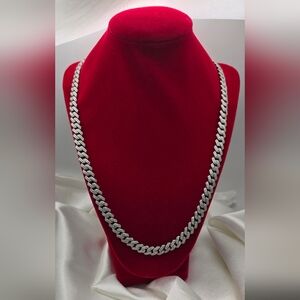 Sterling Silver 925 Moissanite 8mm Iced Miami Cuban Chain Necklace